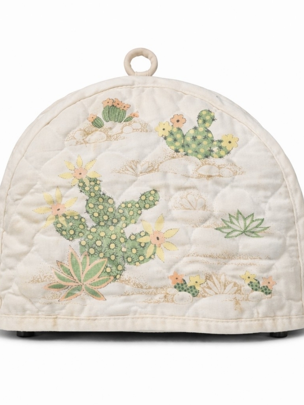 Vintage Cream Cactus Quilt Tea Cozy